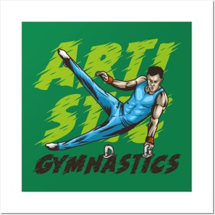 vector of man artistic gymnastic Posters and Art